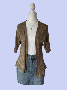 Brown Open-Knit Back Cardigan